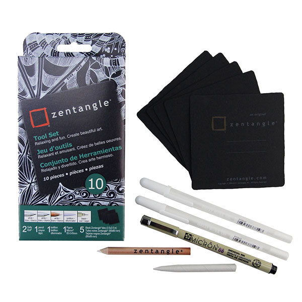 10" Square Black Zentangle Tile & Pen Set