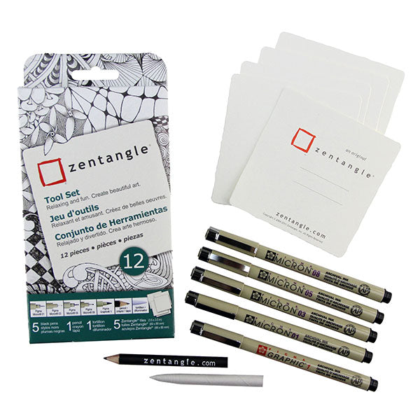 12-Piece Zentangle Square Tile Set with Pen